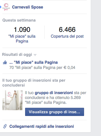 Esempio campagna advertising on Facebook